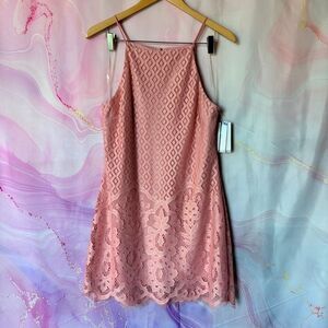 Speechless L Pink Lace Dress NWT Pastel Coquette Boardwalk Boho Girly Preppy